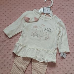 Carter's 4 piece set giraffe ruffle top